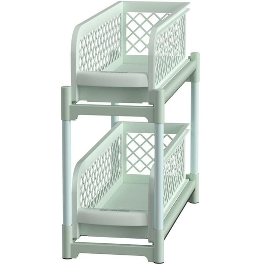 Cesta portátil de dos niveles ideal para baño o cocina
