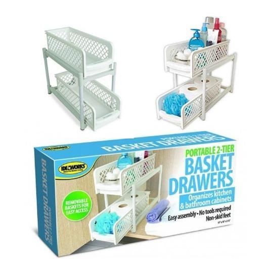 Cesta portátil de dos niveles ideal para baño o cocina
