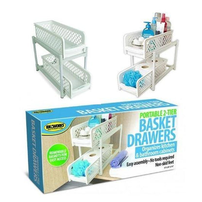 Cesta portátil de dos niveles ideal para baño o cocina