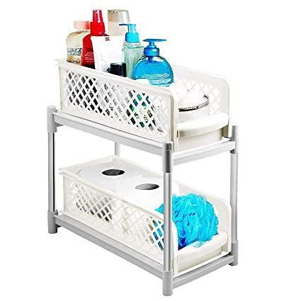 Cesta portátil de dos niveles ideal para baño o cocina