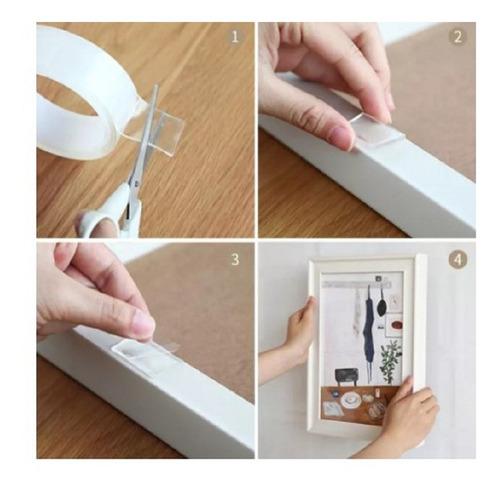 Cinta Doble Faz Transparente Lavable Multi Usos