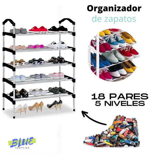 Organizador de zapatos metálico 5 niveles 18 pares